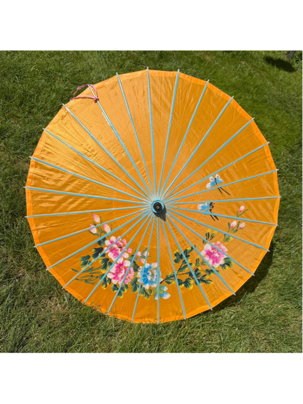 Asian Fabric Hand Painted Umbrella